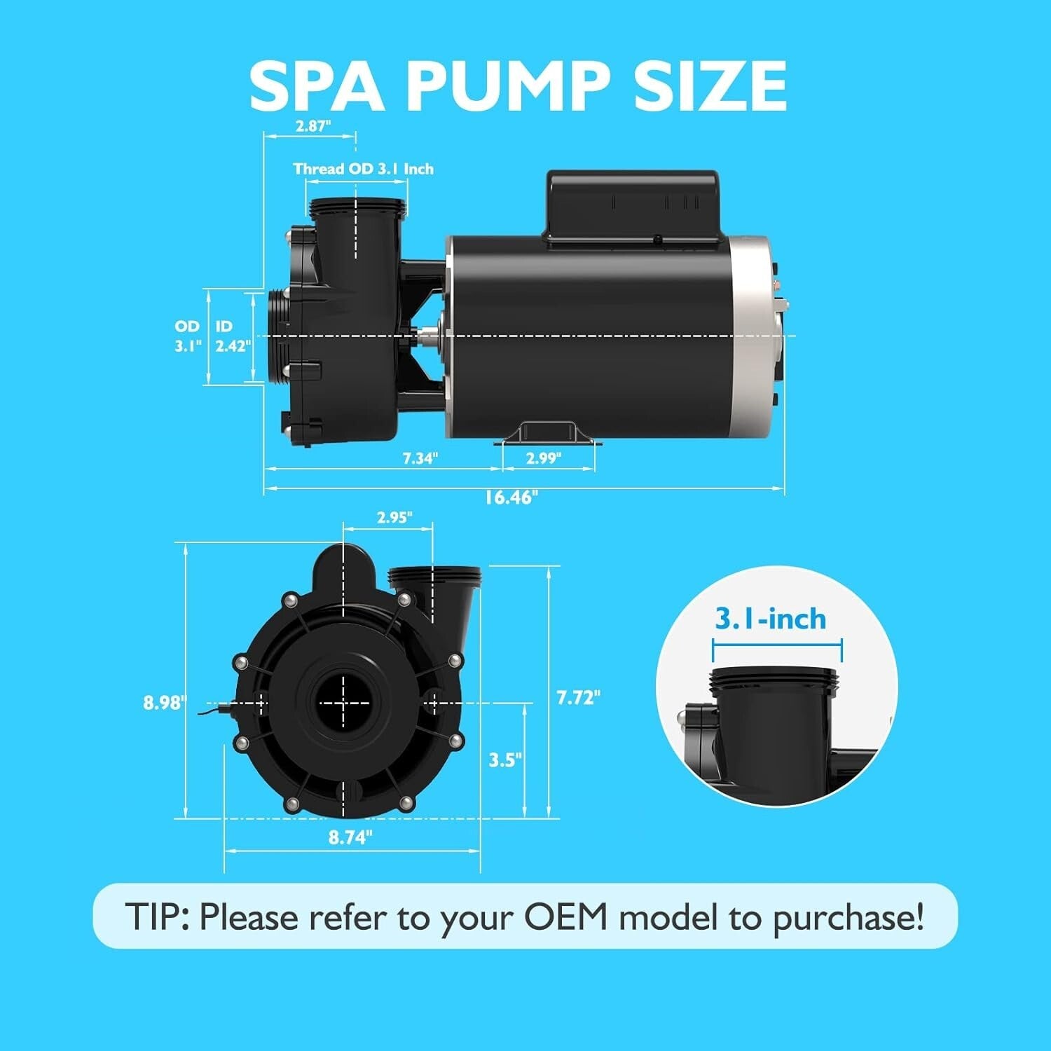 Durable 4HP SPA Hot Tub Pump – 230V, 56 Frame, Easy Installation Included