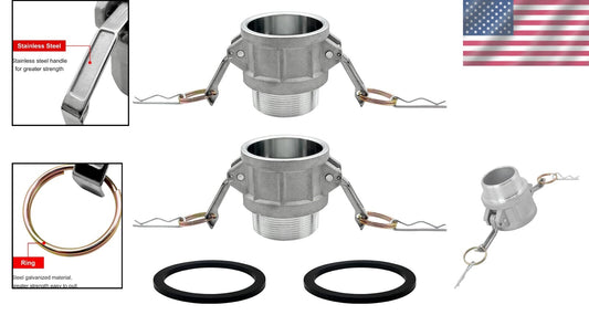 4" Aluminum Camlock Hose Fittings - 2 Pack with Gasket - Quick Connect Solution