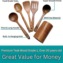 Load image into Gallery viewer, Durable Eco-Friendly Teak Cooking Utensils Set with Canvas Holder for Gifts