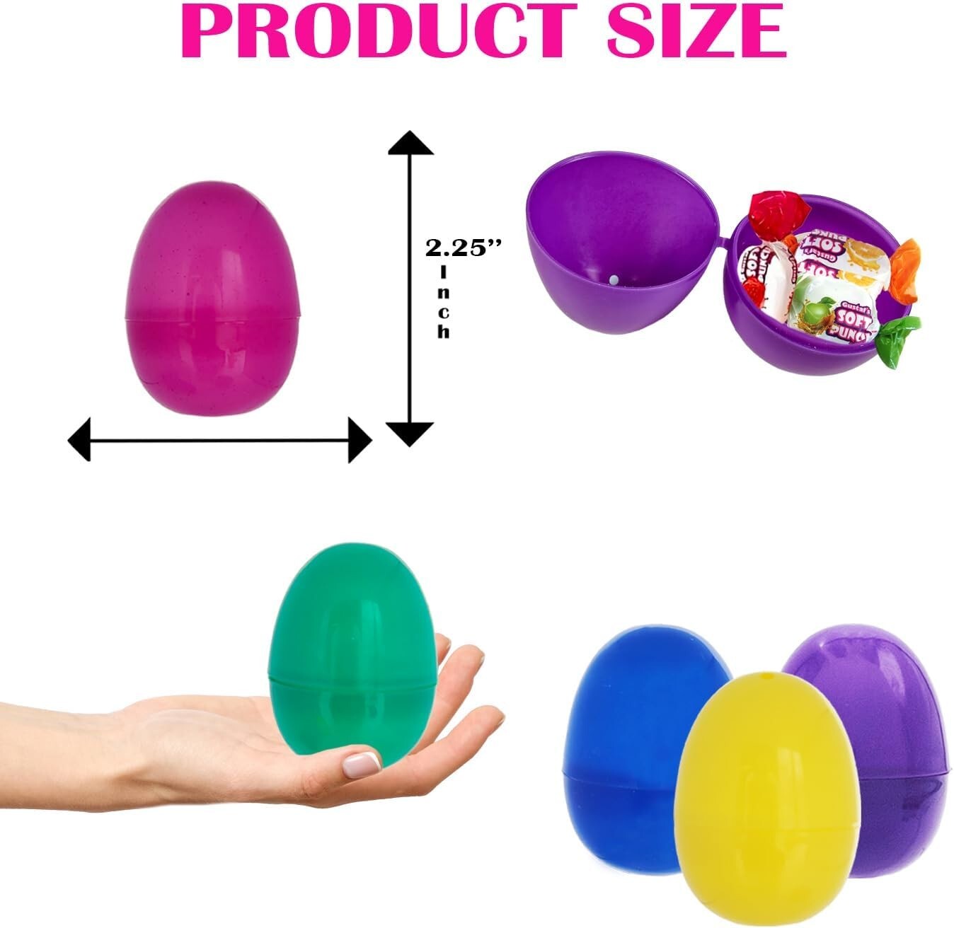 500 Hinged Bright Plastic Easter Eggs - 2.3" Fillable Surprise Eggs for Parties
