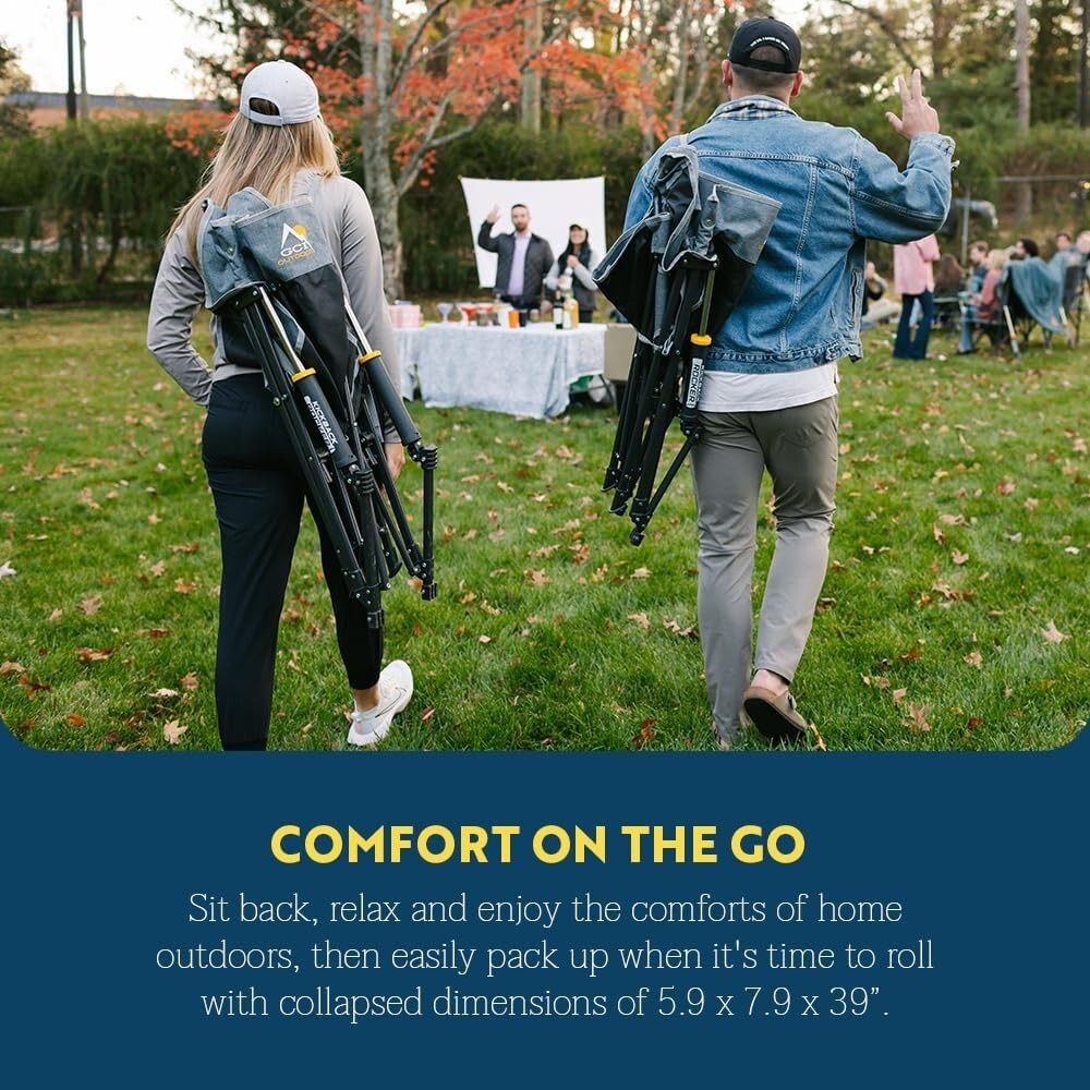 Alloy Steel Kickback Rocker – Lightweight Folding Chair with Beverage Holder