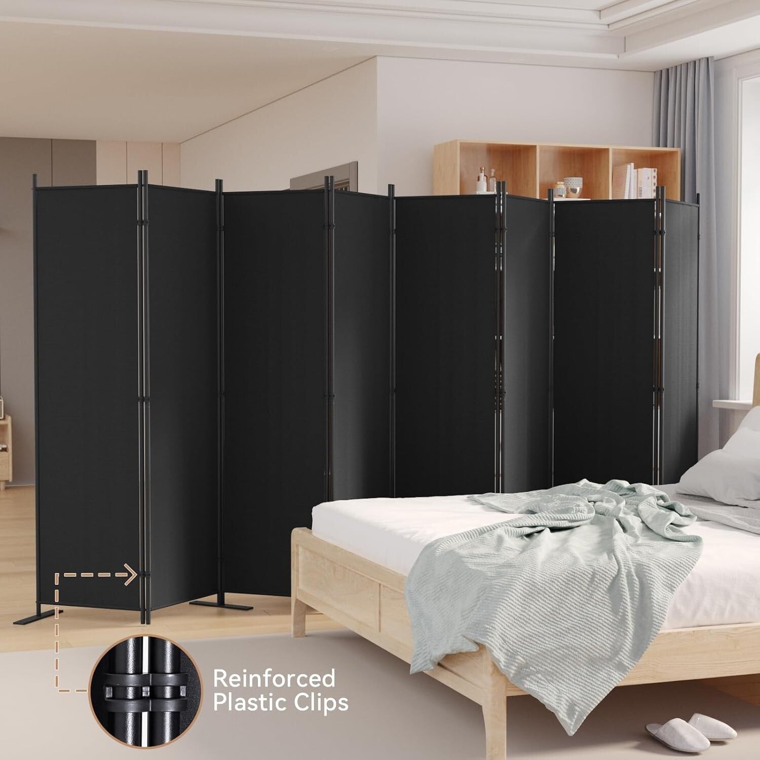 Portable 8-Panel Room Divider - Freestanding Privacy Solution, 160" W x 71" H