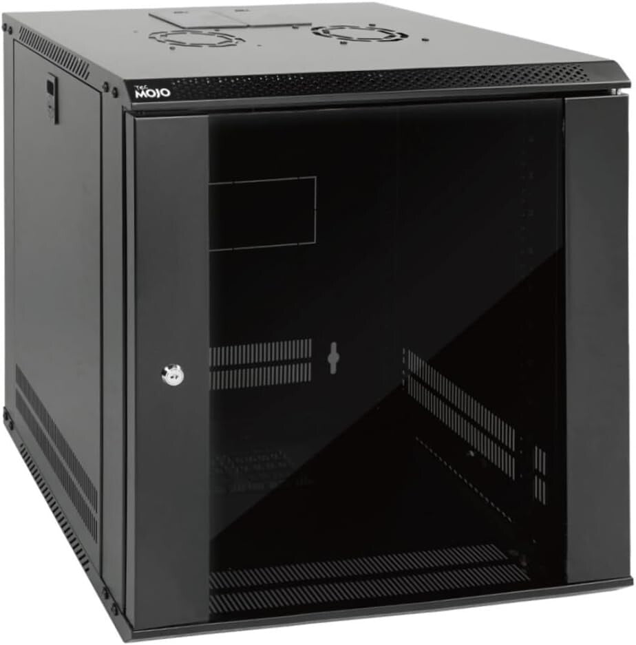 Versatile 12U Wall Mount Server Cabinet with Cooling Fan - Ideal for A/V Devices