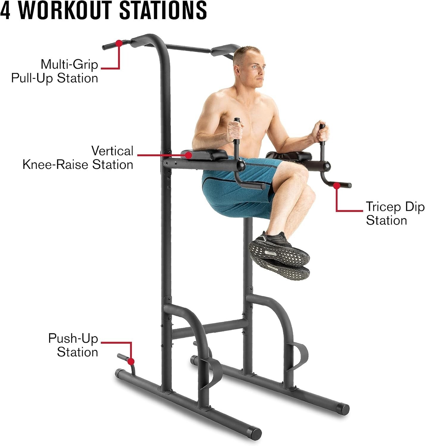 Alloy Steel Power Tower with iFIT Membership - 4 Stations for Full-Body Workouts