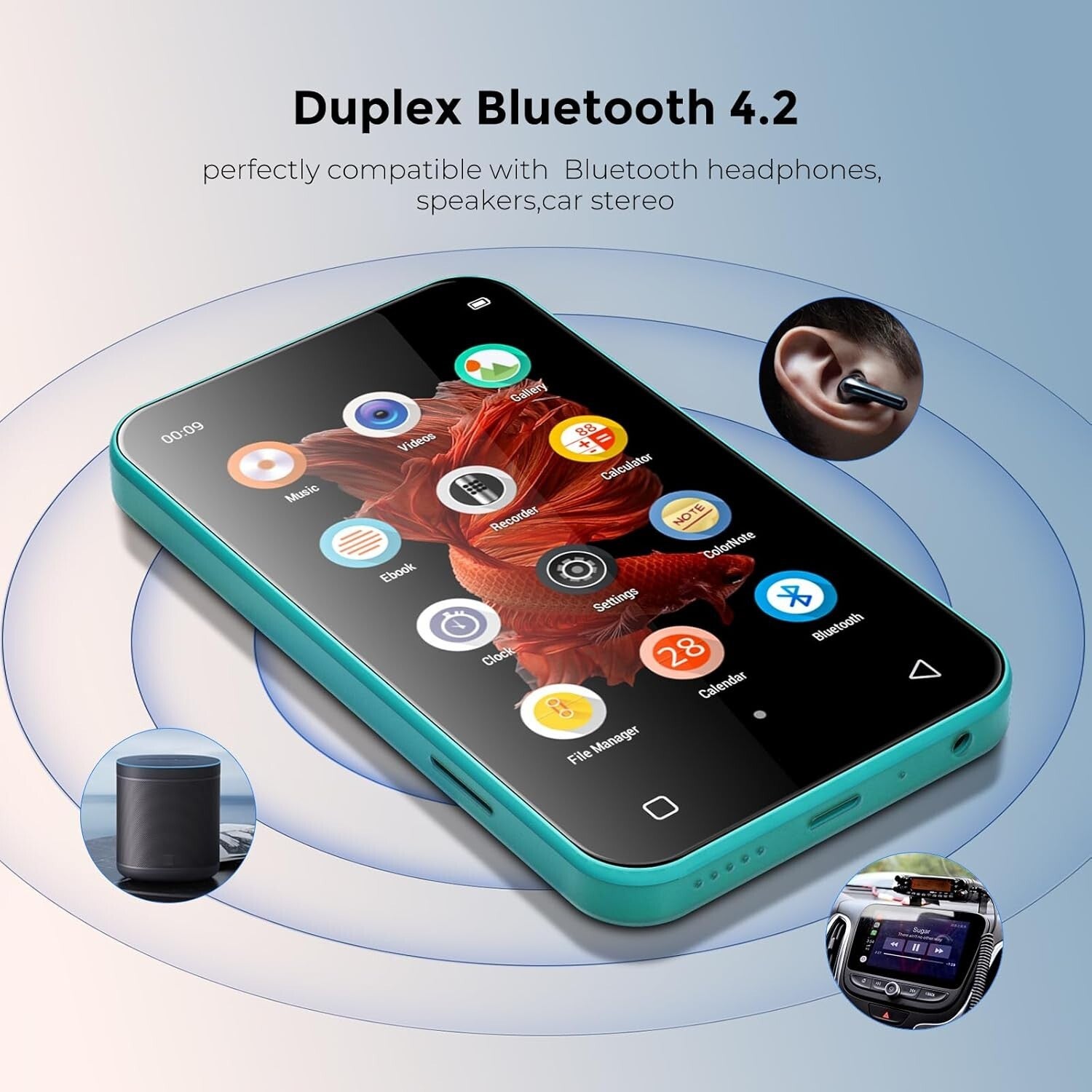 High-Resolution 72GB Bluetooth MP3 Player with Video Playback & Voice Recorder