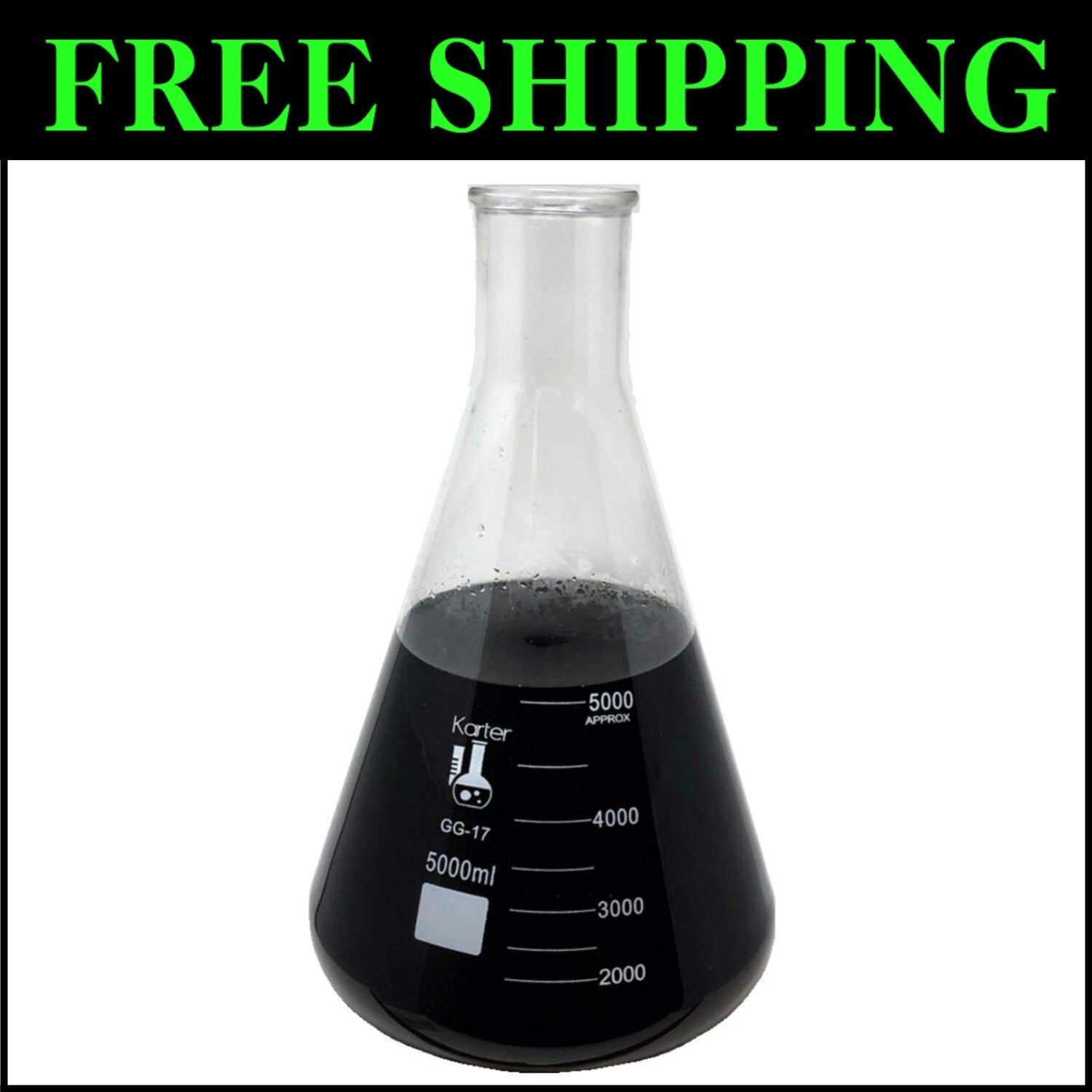 High-Quality 5000ml Erlenmeyer Flask with Round Bottom – Ideal for Experiments
