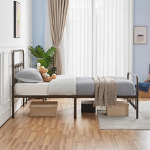 Load image into Gallery viewer, Classic Bronze Twin Bed Frame with Storage and High Headboard for Modern Living