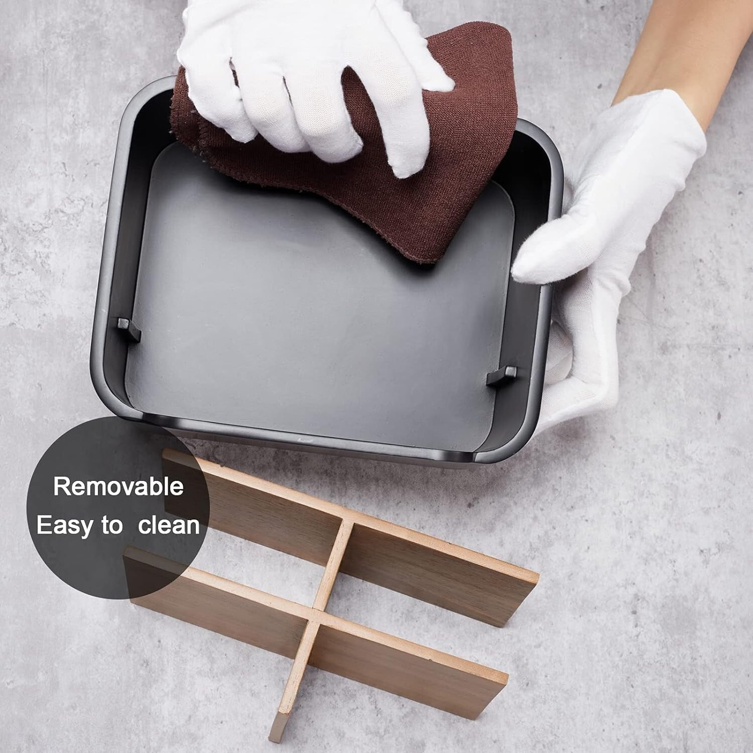 Versatile Polished Black Desk Organizer Set with 5 Compartments - Durable & Chic