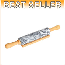 Load image into Gallery viewer, Versatile 18" Marble Rolling Pin with Non-Slip Wooden Handles for Perfect Dough