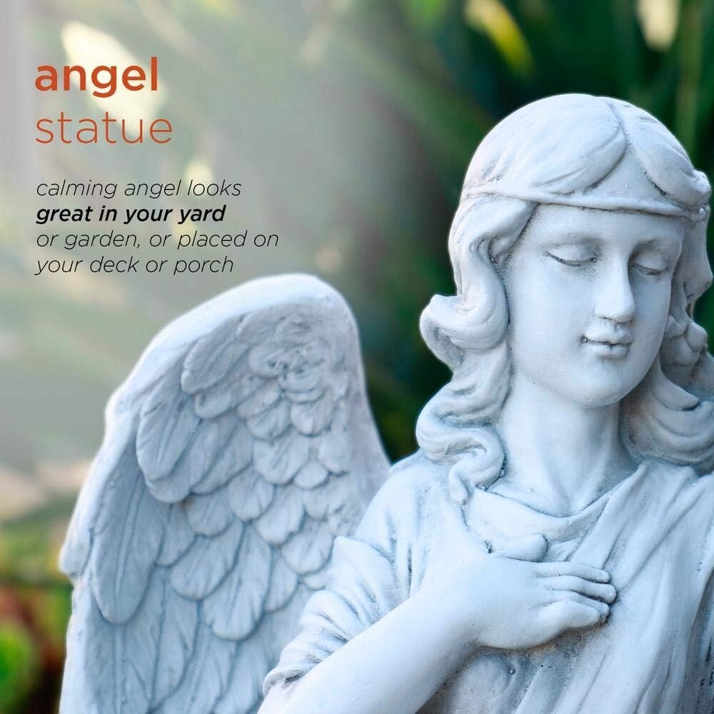 Durable 31" Angel Statue - Stunning Yard Decoration with Realistic Stone Finish