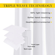 Load image into Gallery viewer, Modern White Room Darkening Grommet Curtains - Noise Reducing Insulated Panels