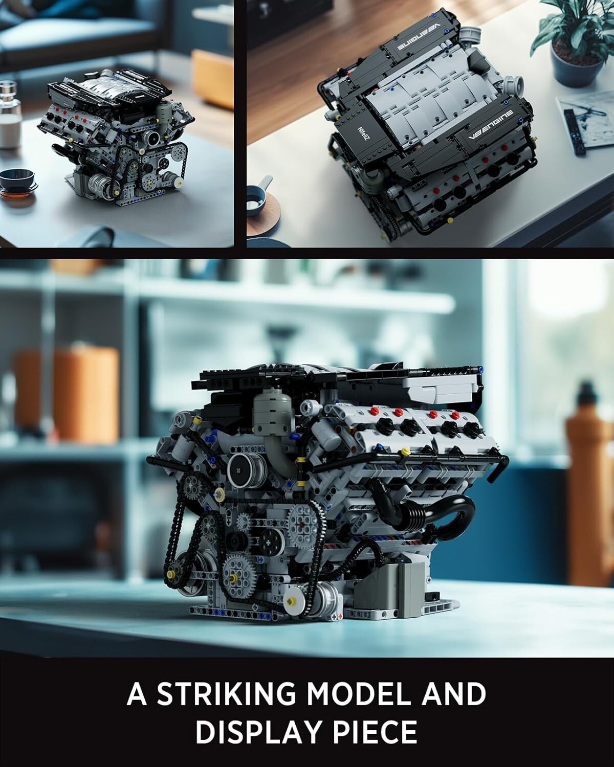 Exclusive V8 Engine Model Kit - Educational 2725 PCS Mechanical Toy for Adults
