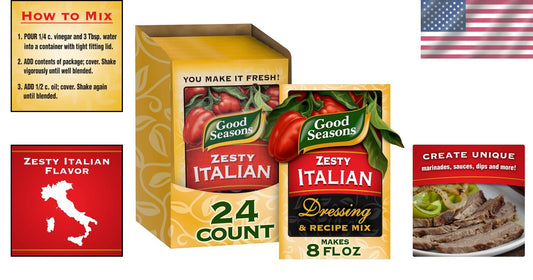 Authentic Zesty Italian Salad Dressing Mix - 24 Packets for Everyday Cooking