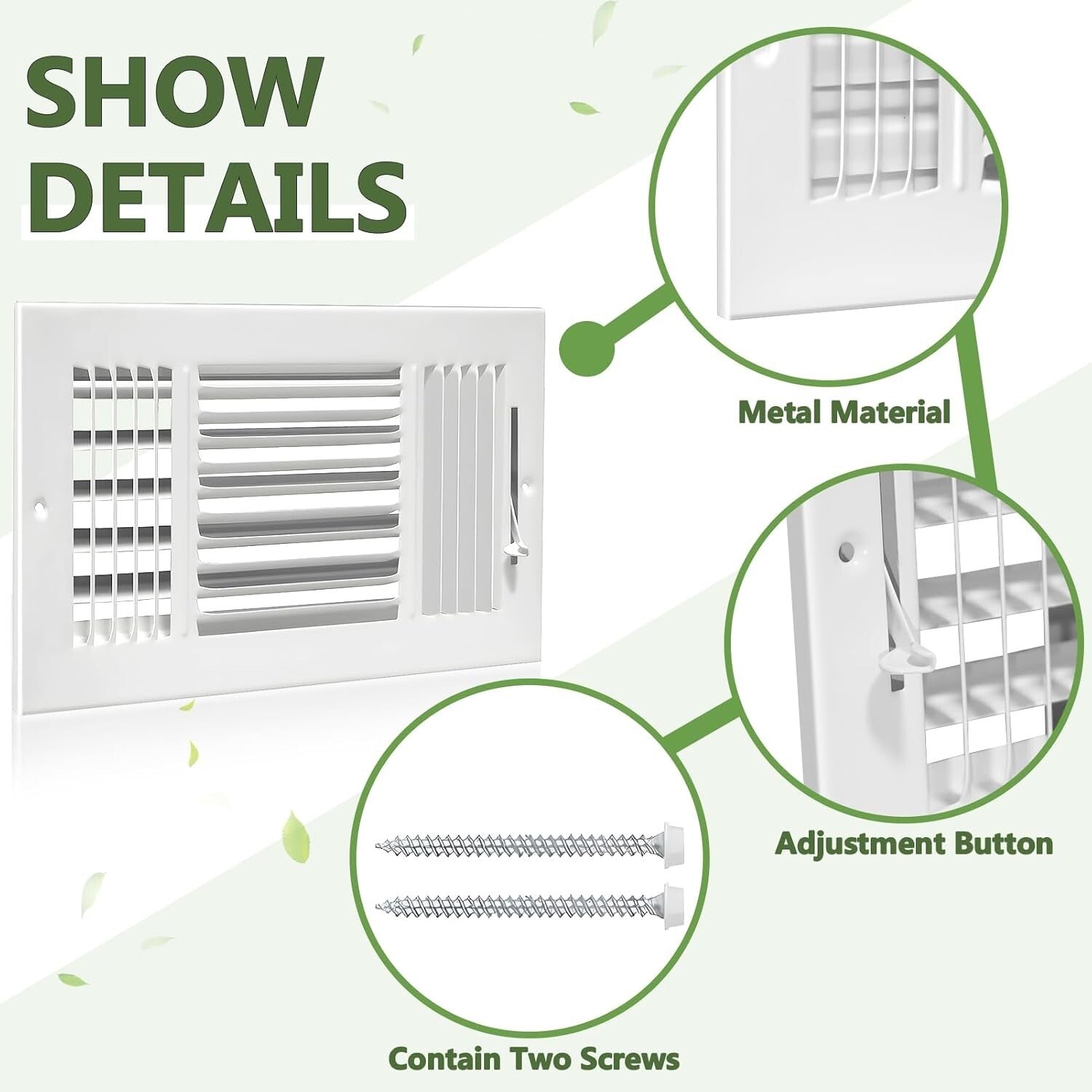 6-Pack 12x6 Inch Adjustable Metal Air Vent Covers for Ceiling & Wall