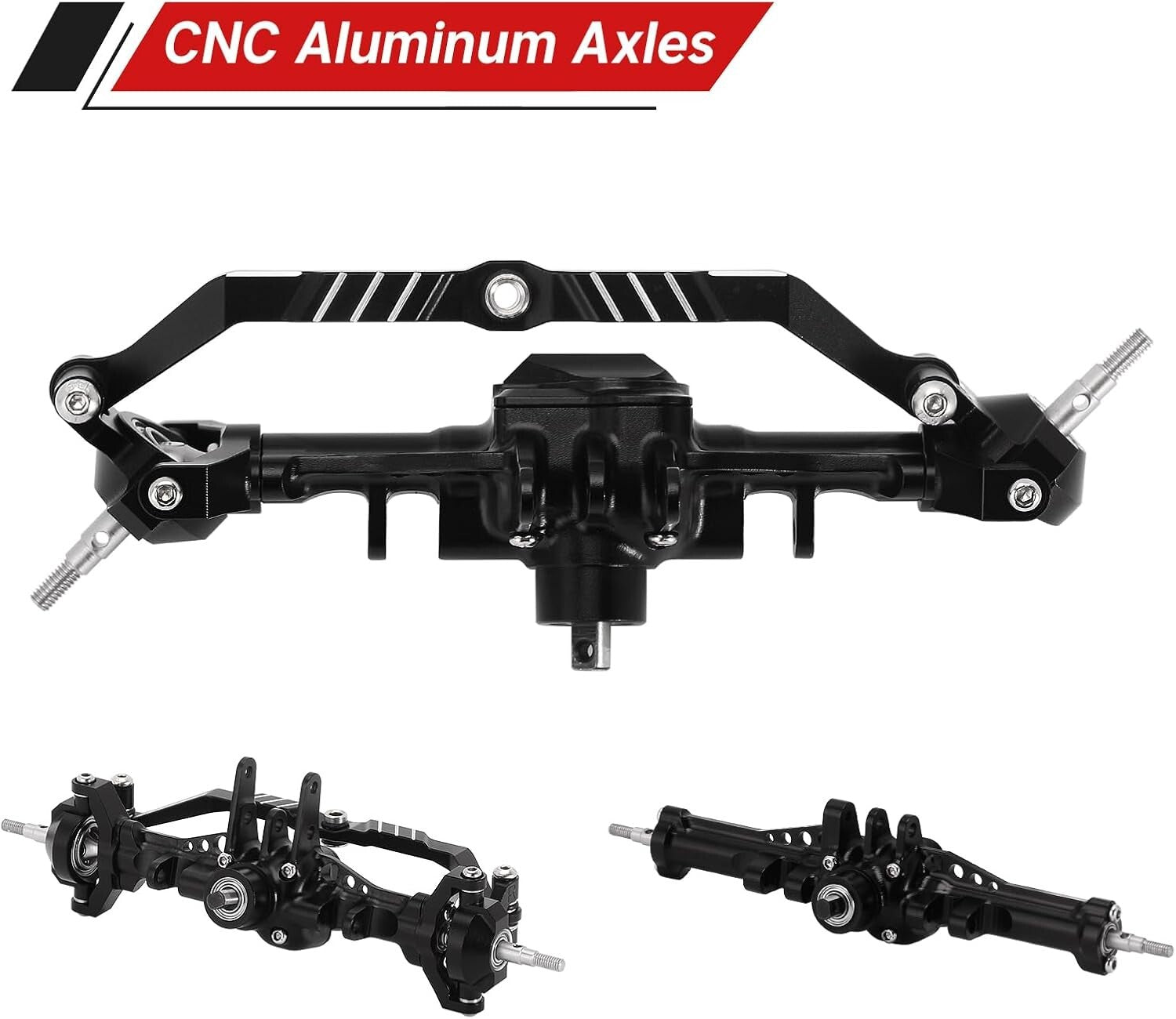 CNC Machined Aluminum Axles +4mm for 1/18 RC Crawler - Pre-assembled Upgrade