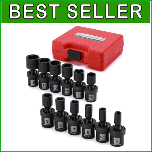 CR-MO Chrome Molybdenum 12-PC 1/4" Drive Impact Socket Set with Wobble Feature