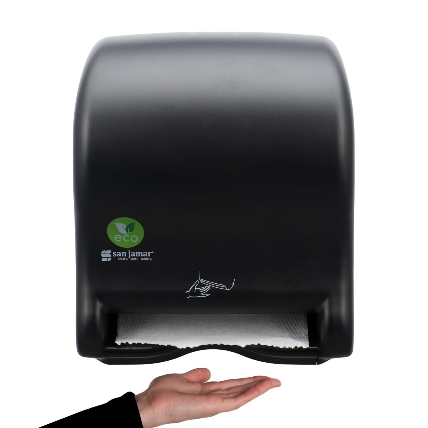 Sustainable Black Electronic Paper Towel Dispenser with Universal Roll Capacity