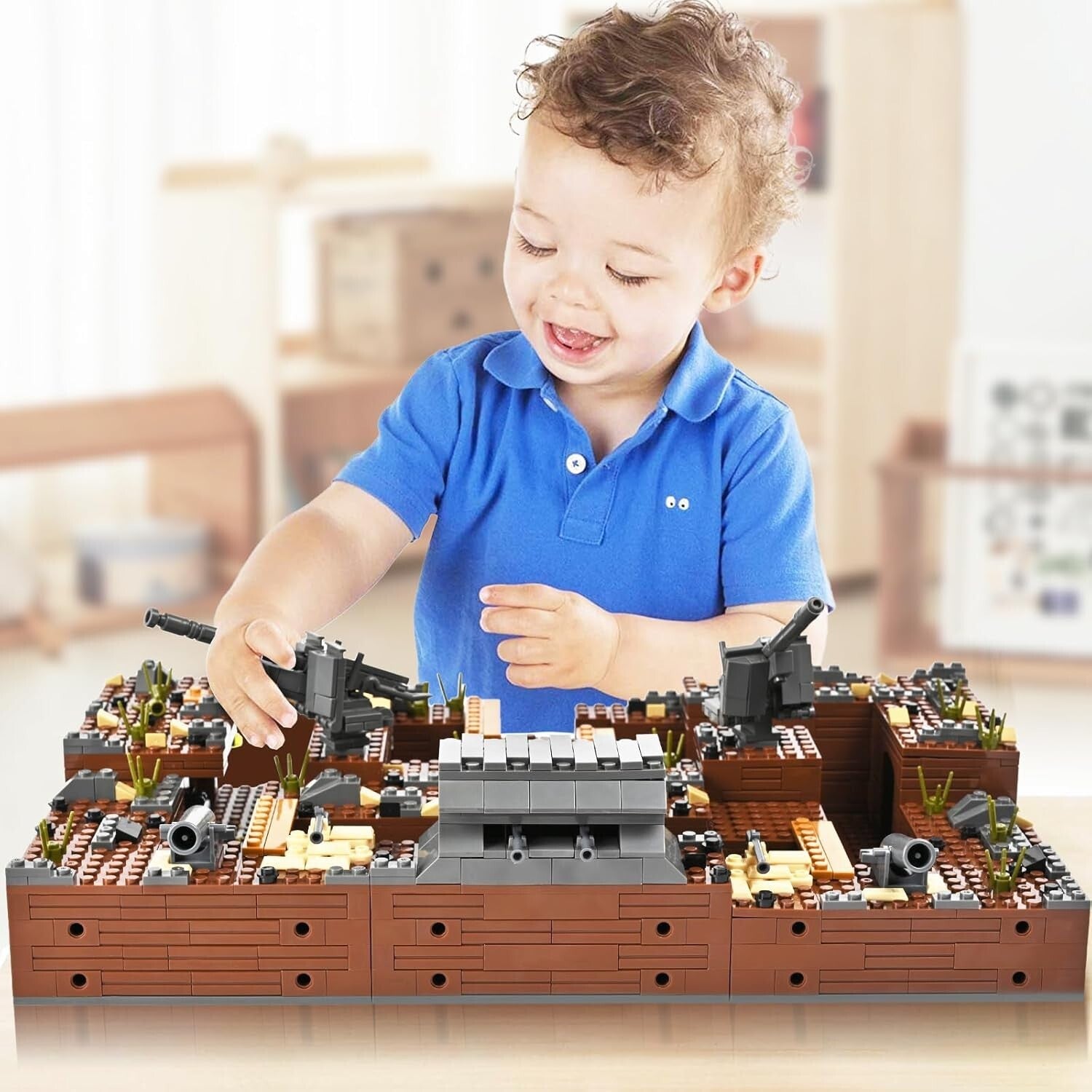 WW2 Military Building Blocks – 1350 Pcs with Anti-Aircraft Guns & Minifigures