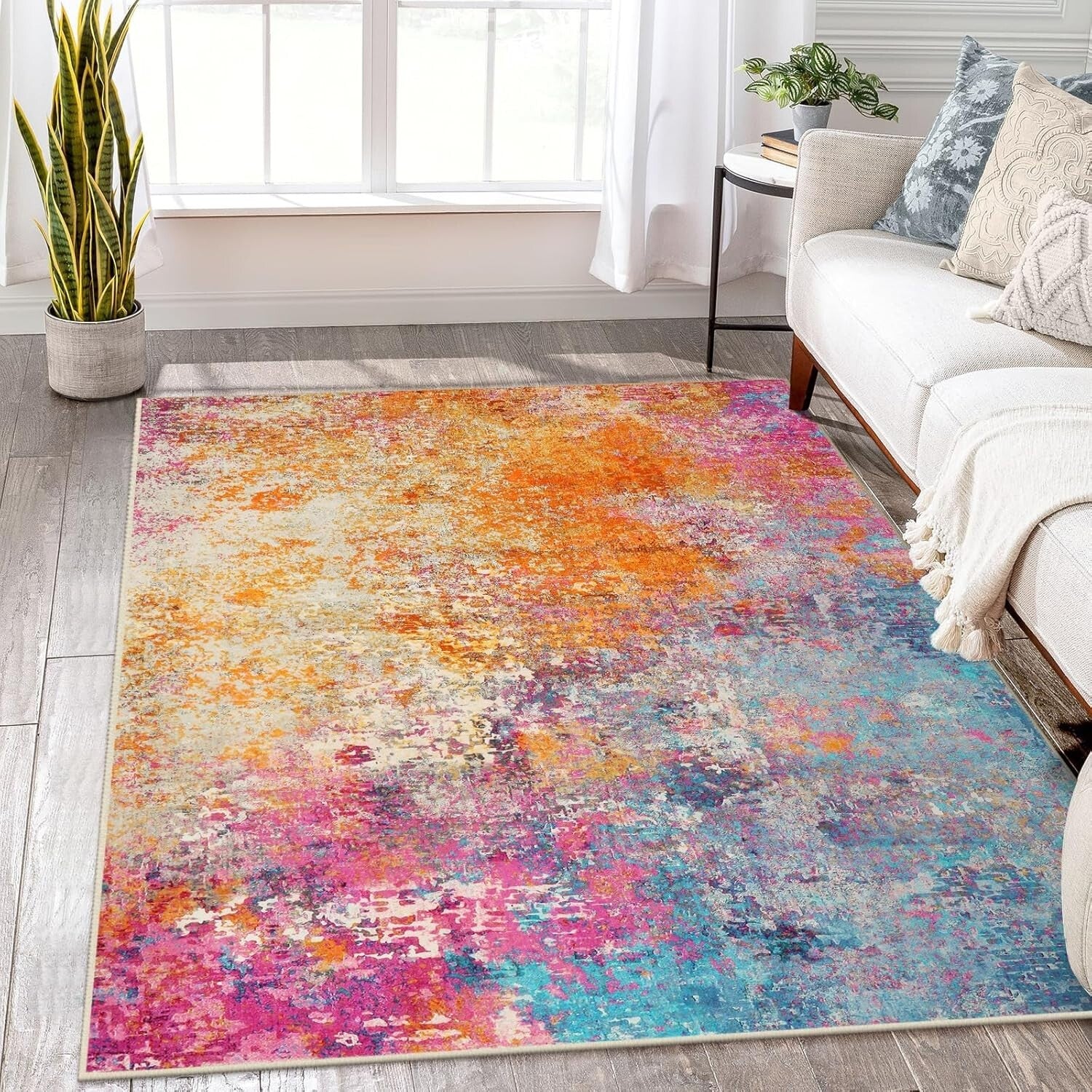 Modern 5' x 7' Soft Low Pile Non-Slip Area Rug - Pet Friendly & Stain Resistant