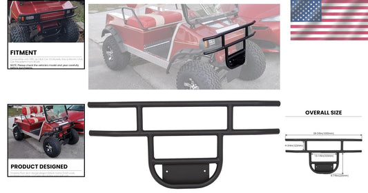 Sleek Matte Black Brush Guard for Club Car DS - Durable Steel Front Bumper