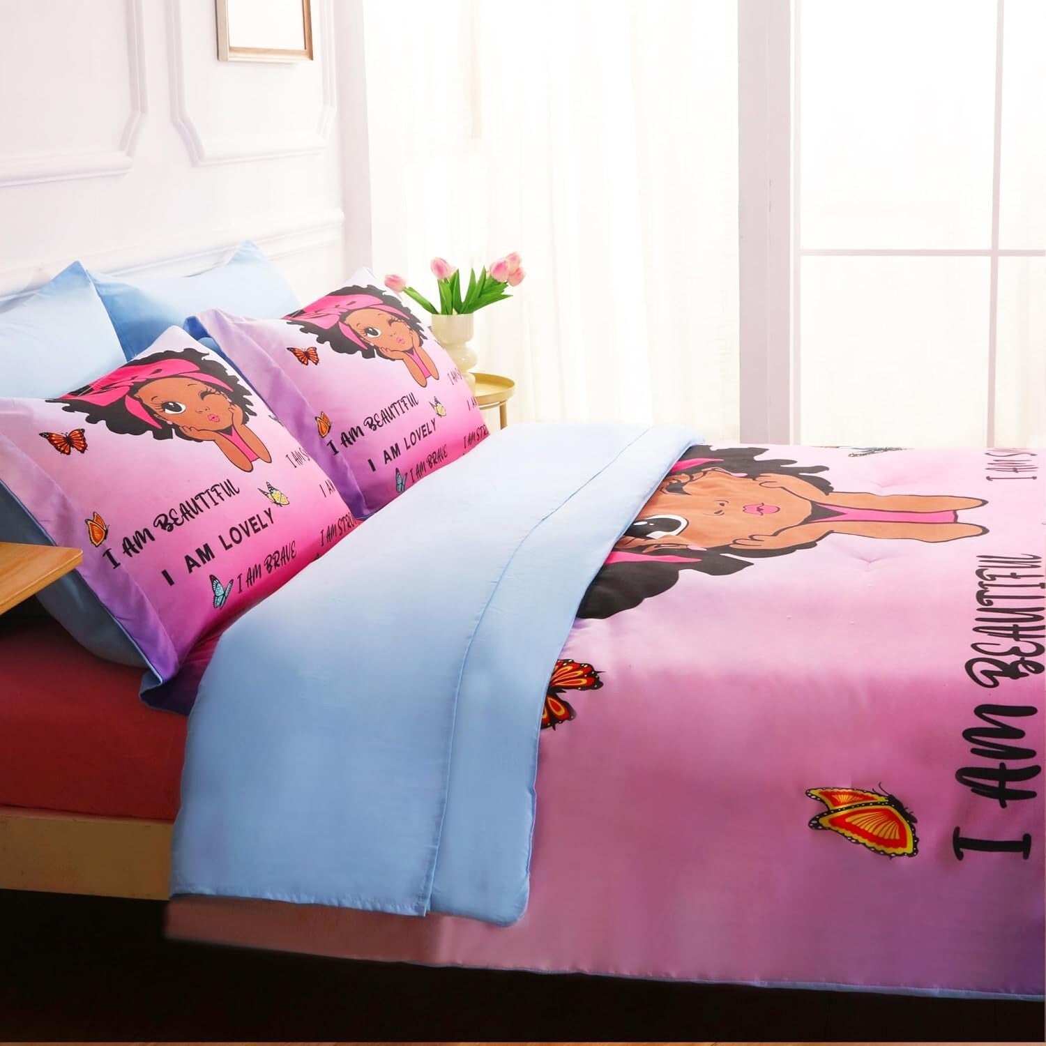 Full Size Black Girls Magic Comforter Set - 7 Piece Teen Bedding Collection
