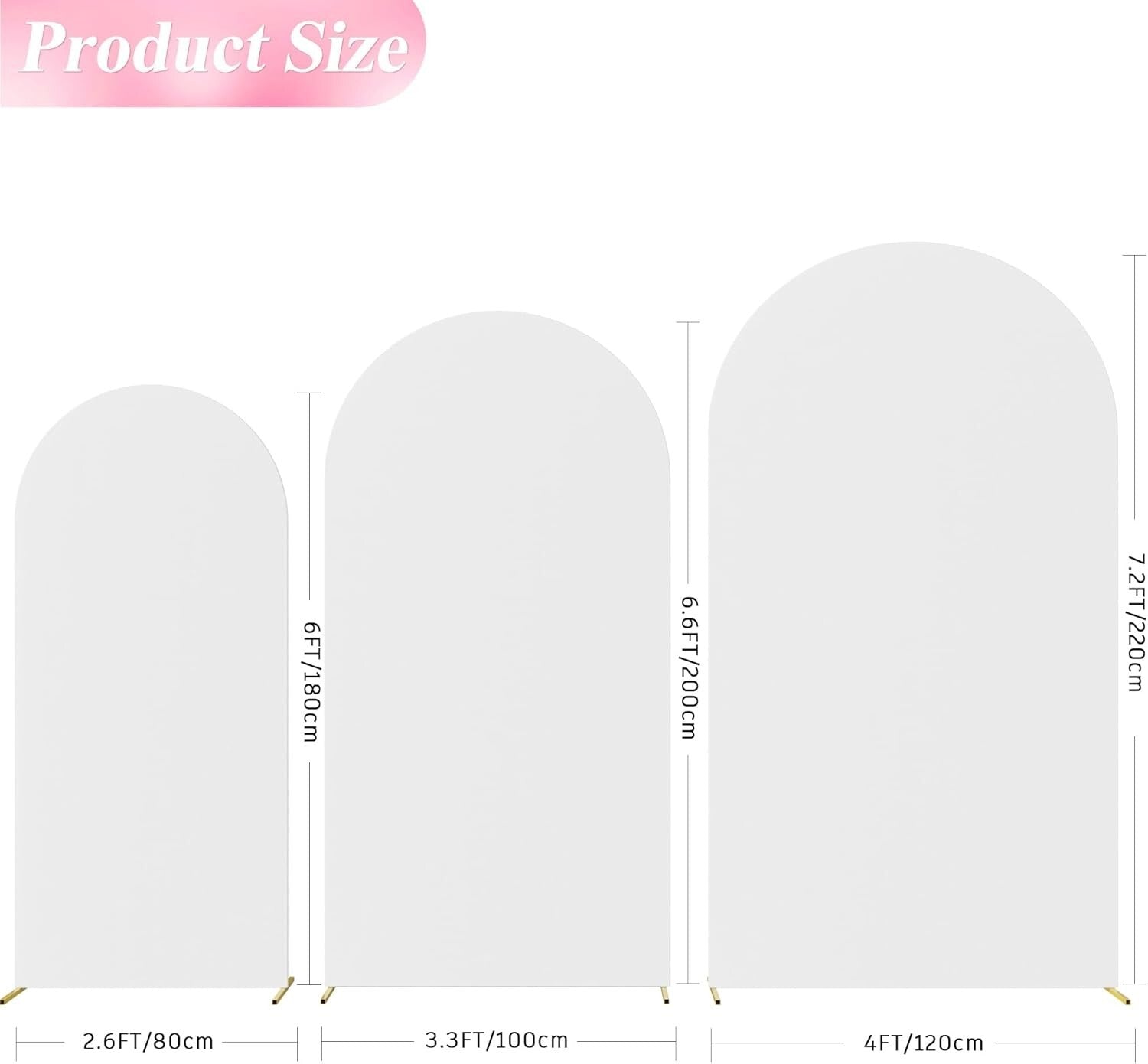 Durable 3-Piece White Spandex Wedding Arch Covers for All Occasions Decoration