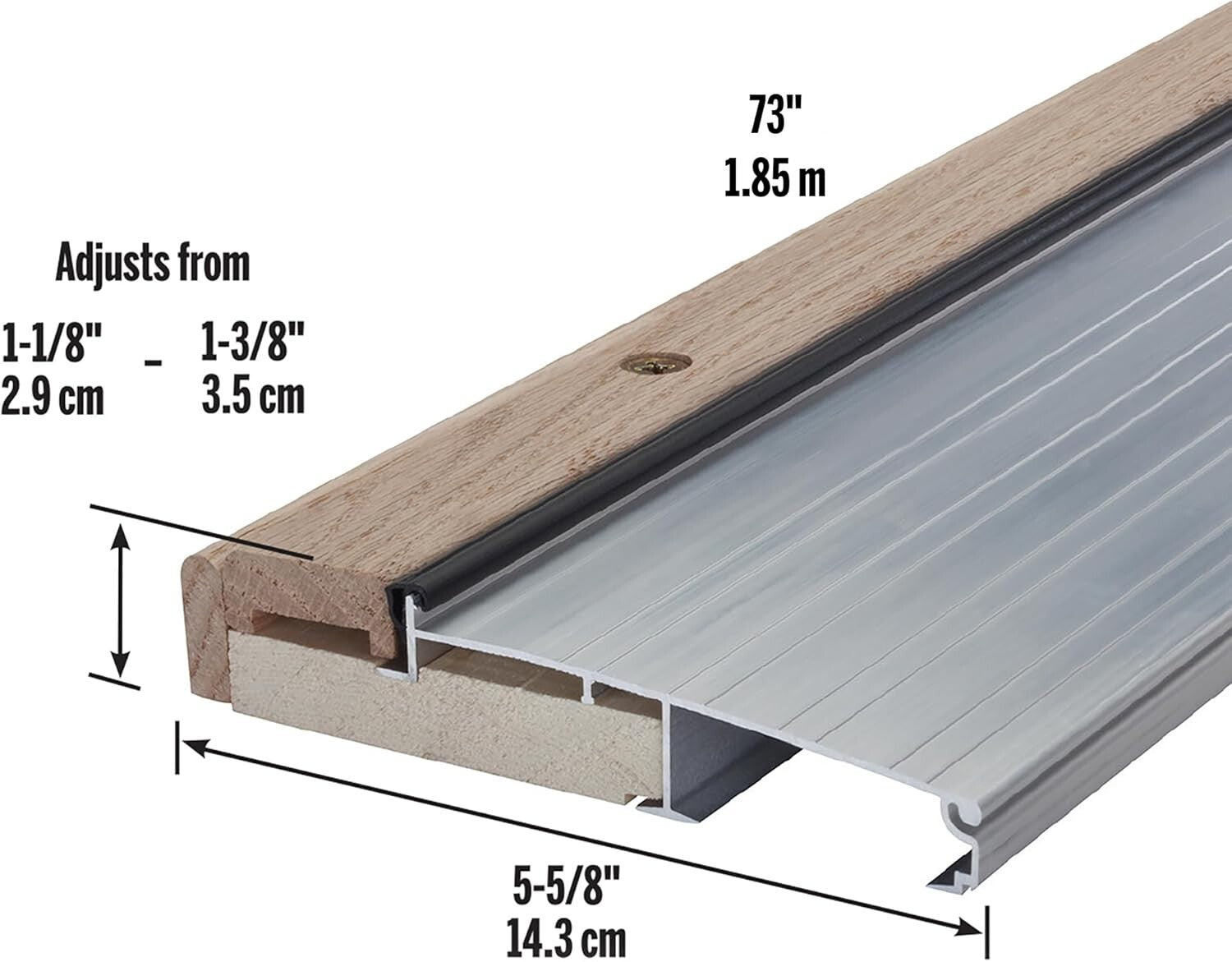 5-5/8 in. Wide Adjustable Threshold with Unfinished Oak for Easy Customization