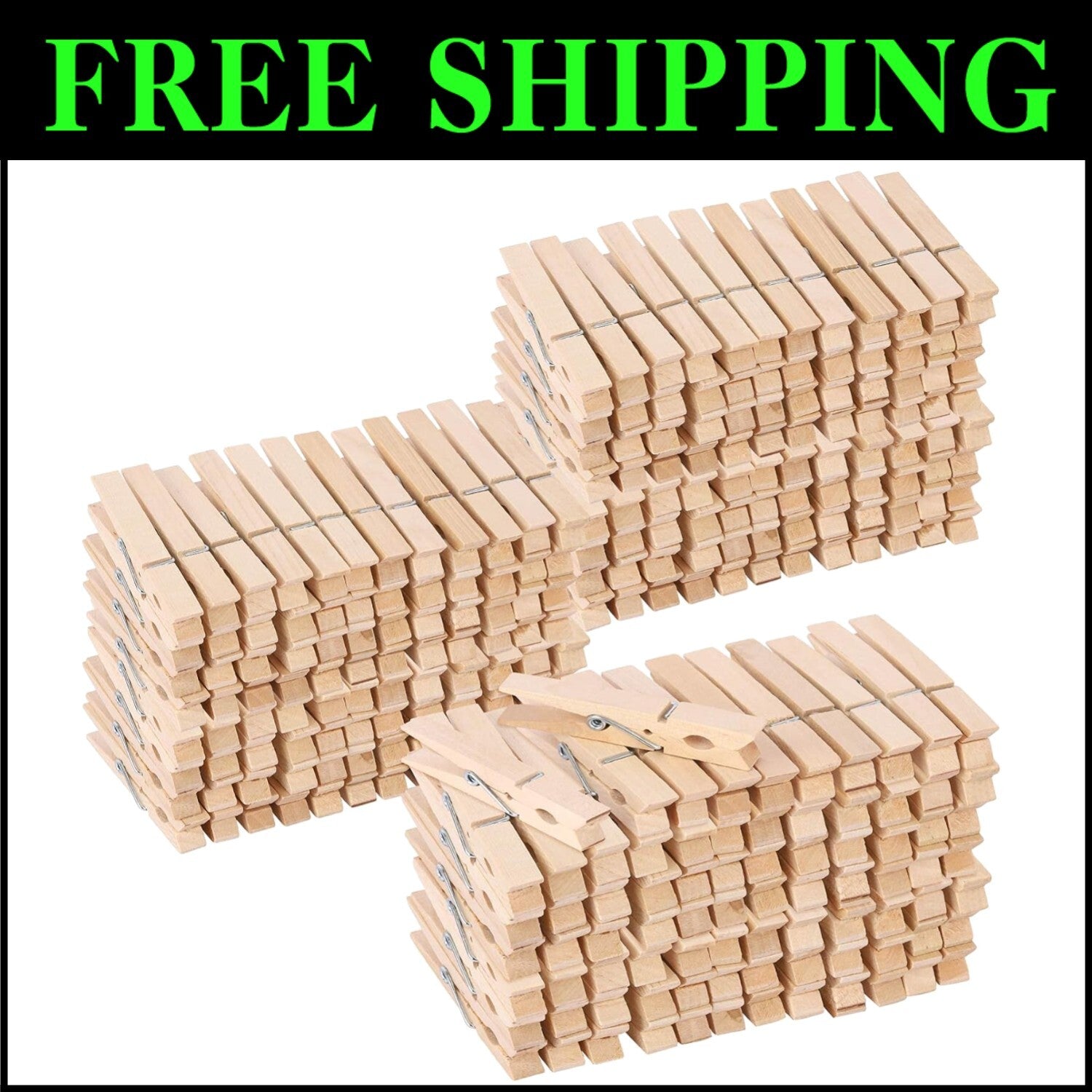 Classic 500-Piece Wooden Clothespins - 3 Inch Heavy Duty for Crafts & Laundry