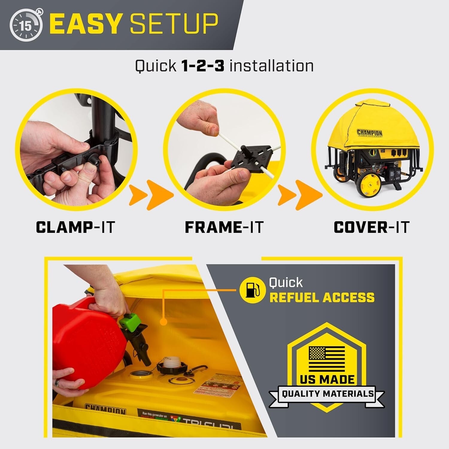 NFPA Rated Waterproof Cover for 4,000-12,500 Watt Generators - GenTent Support