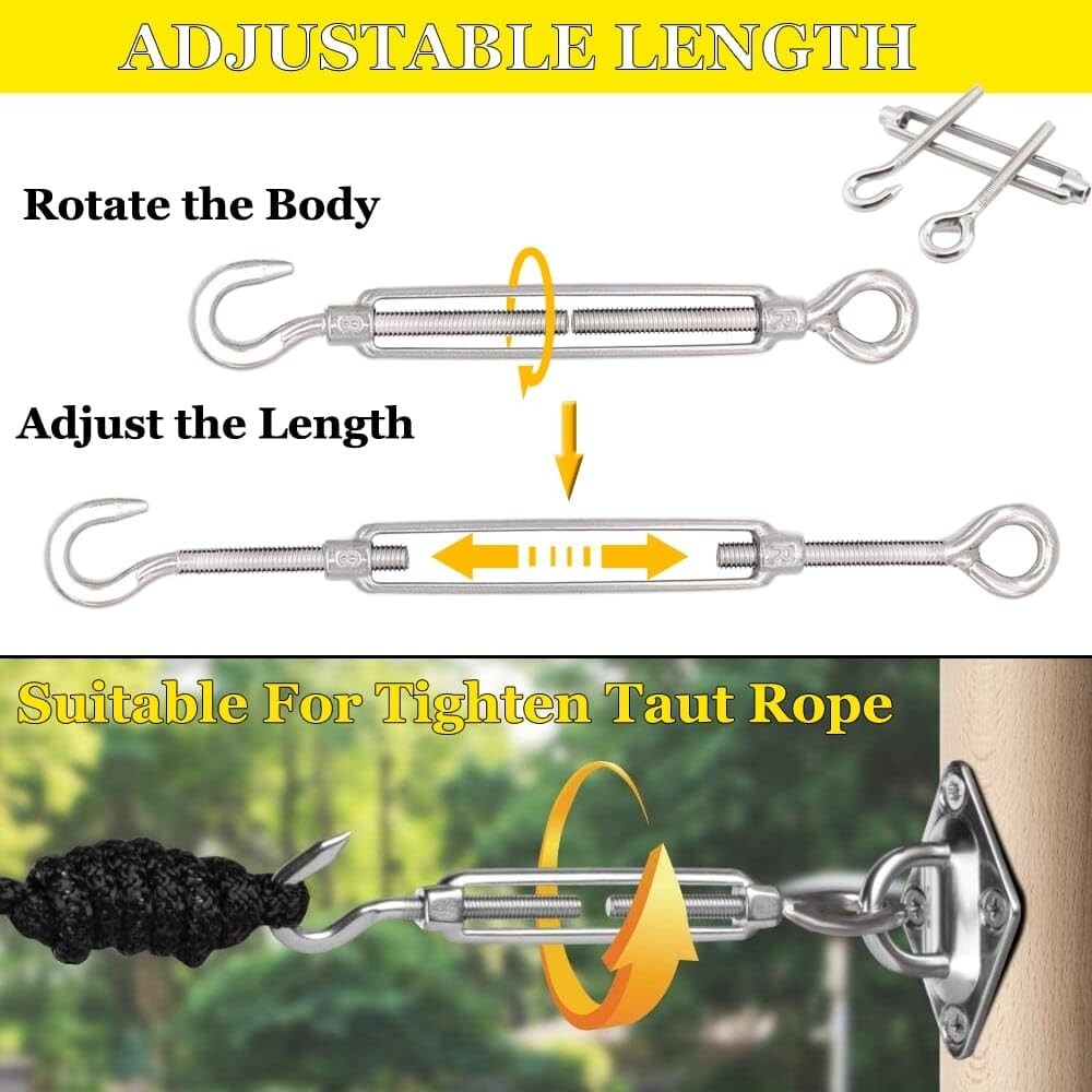 Durable 304 Stainless Steel Turnbuckles M10 - Heavy Duty Tensioners for Cables