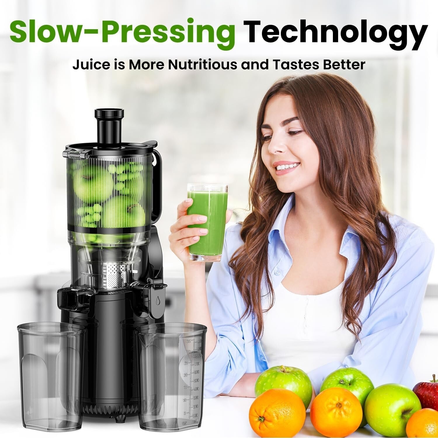 Easy Clean Cold Press Juicer with High Yield Functionality and Safety Features
