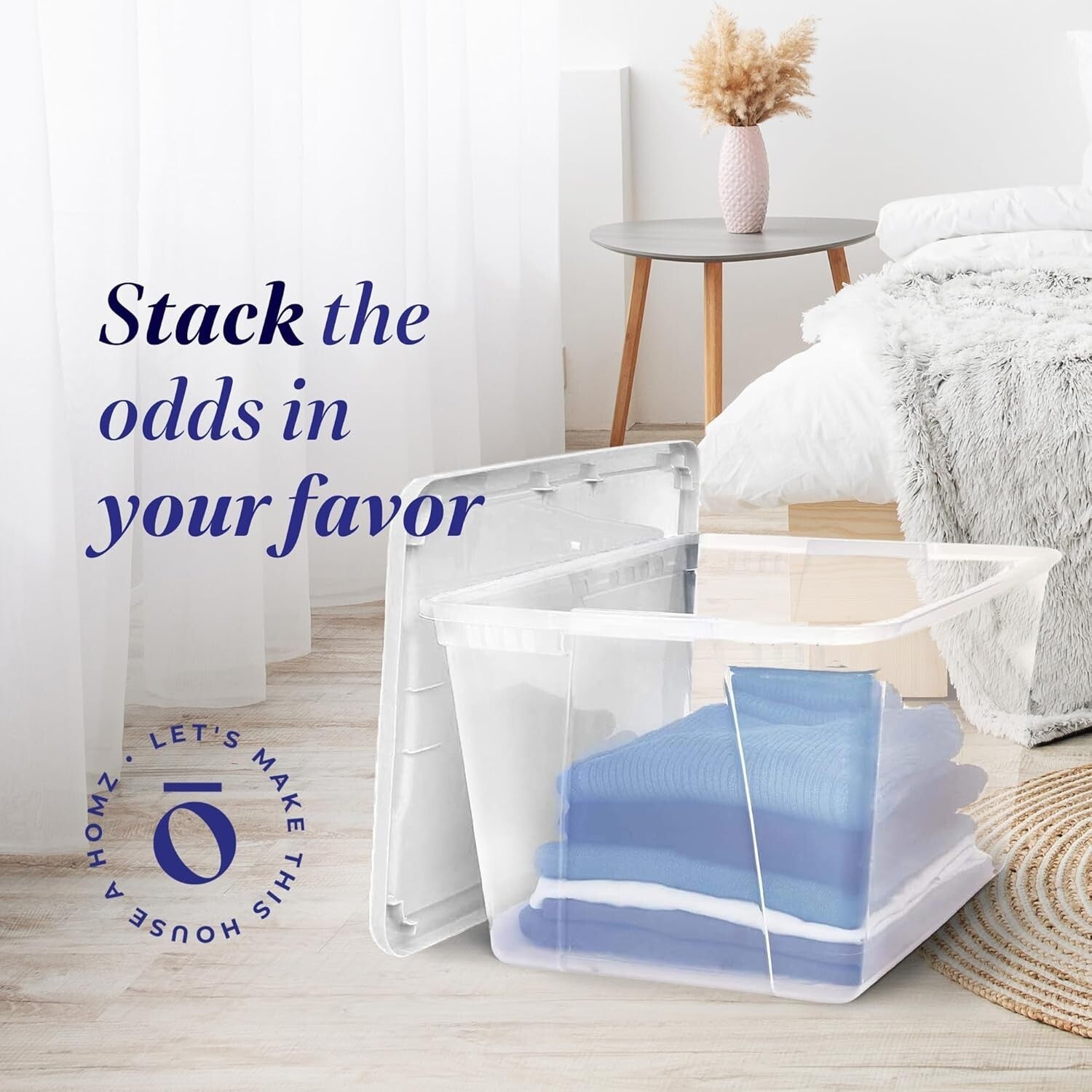 Eco-Friendly 2-Pack 56 Quart Clear Plastic Storage Bins with Snap Lock Lids