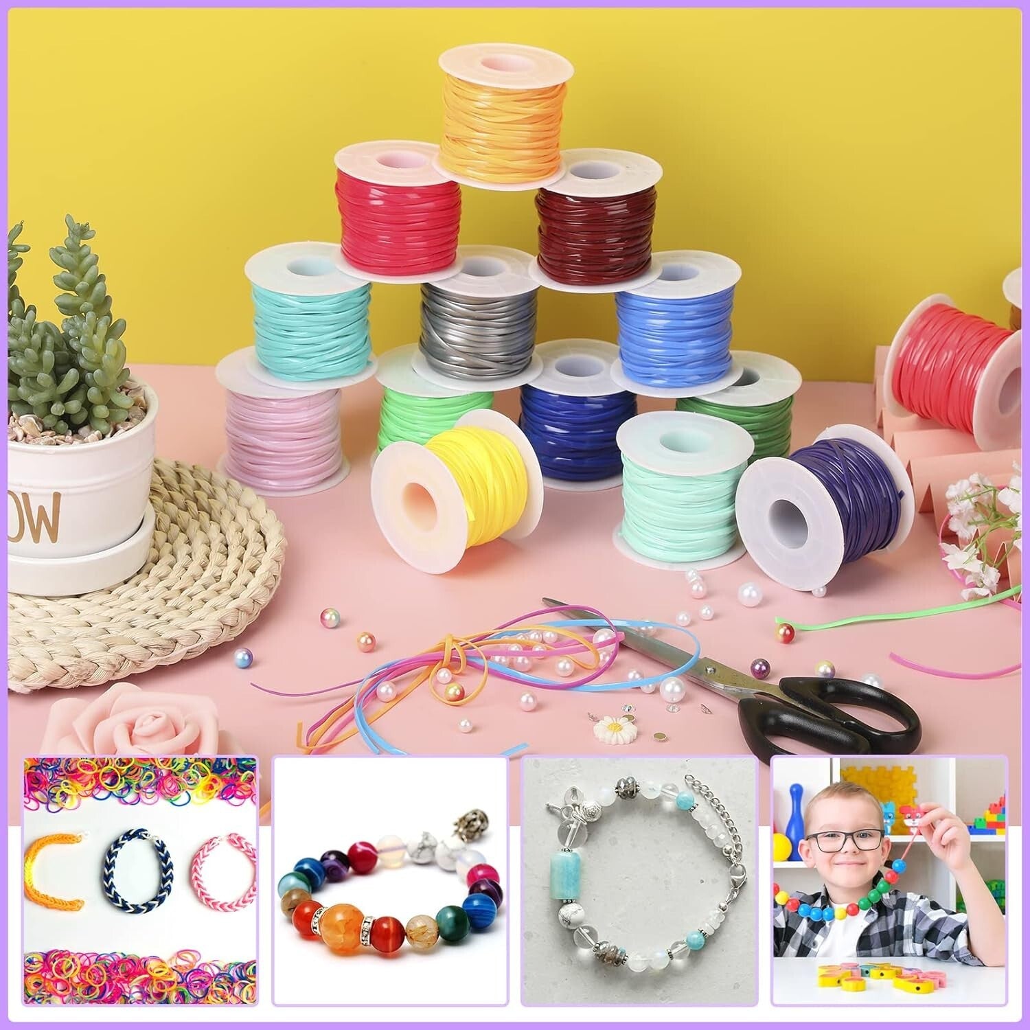 Craft with 32 Rolls of Vibrant Lanyard Strings - Perfect for Jewelry Making