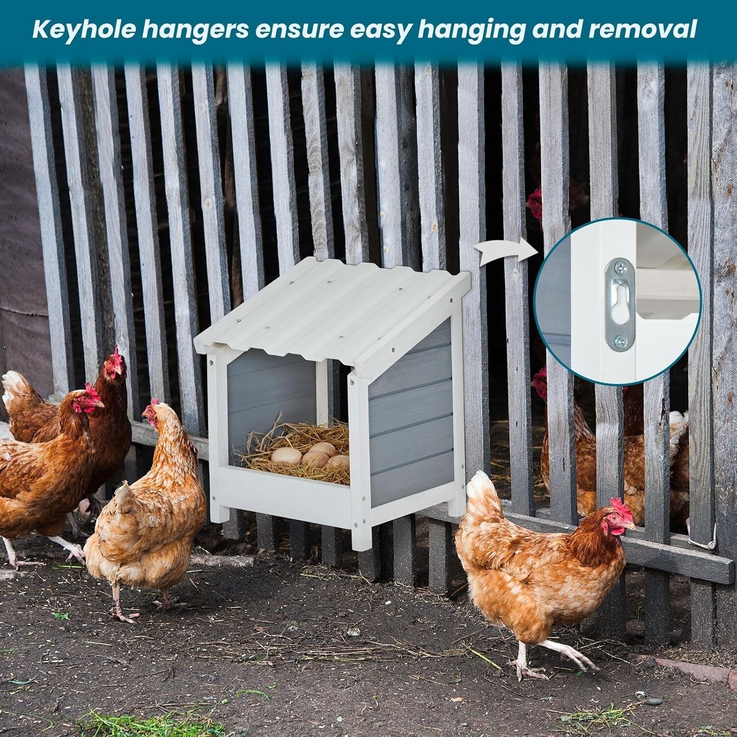 Weather-Resistant Chicken Nesting Box with Easy Installation - Modern Design