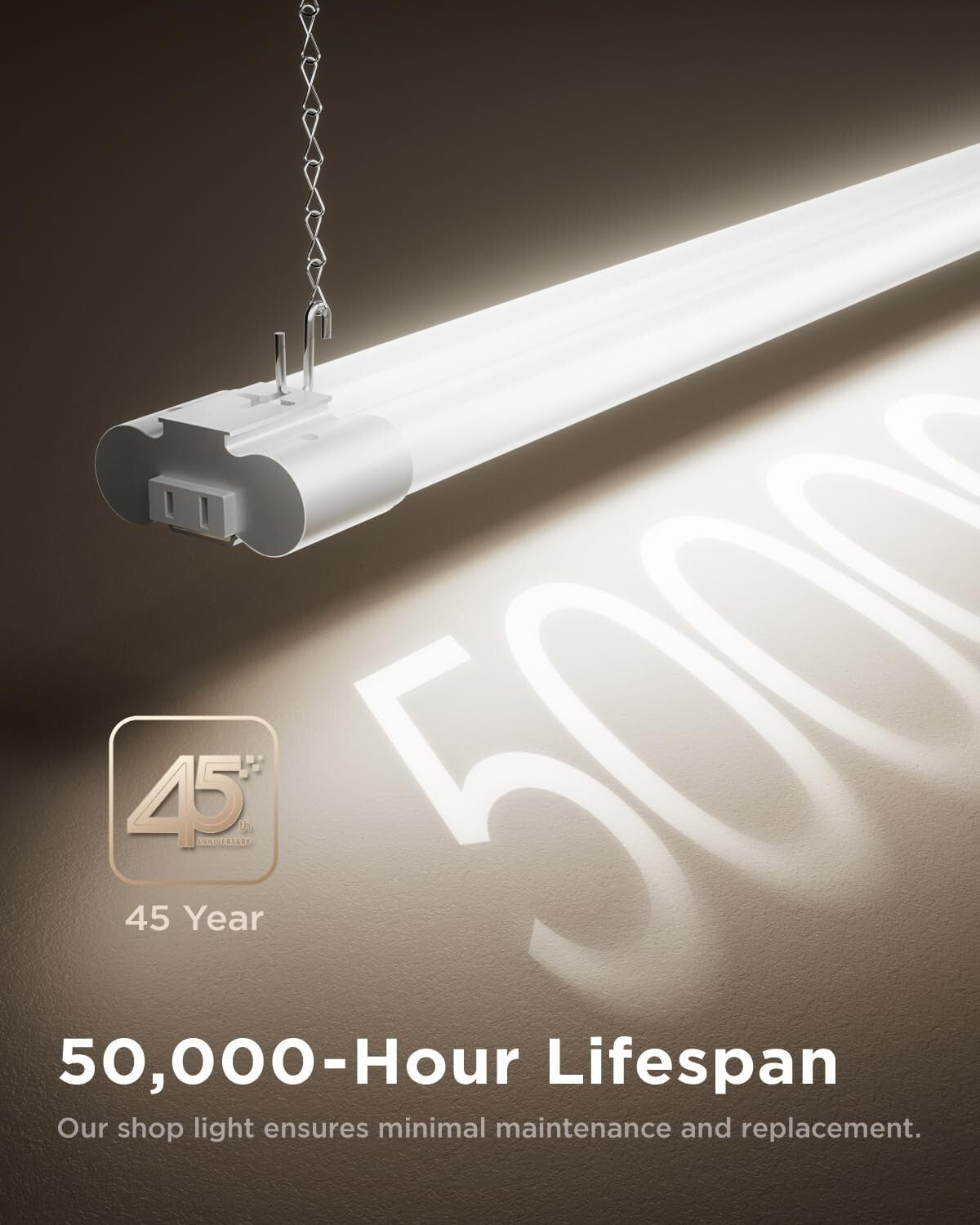 Commercial Grade Linkable LED Shop Lights - 4500 Lumen, 10 Pack, Modern Style