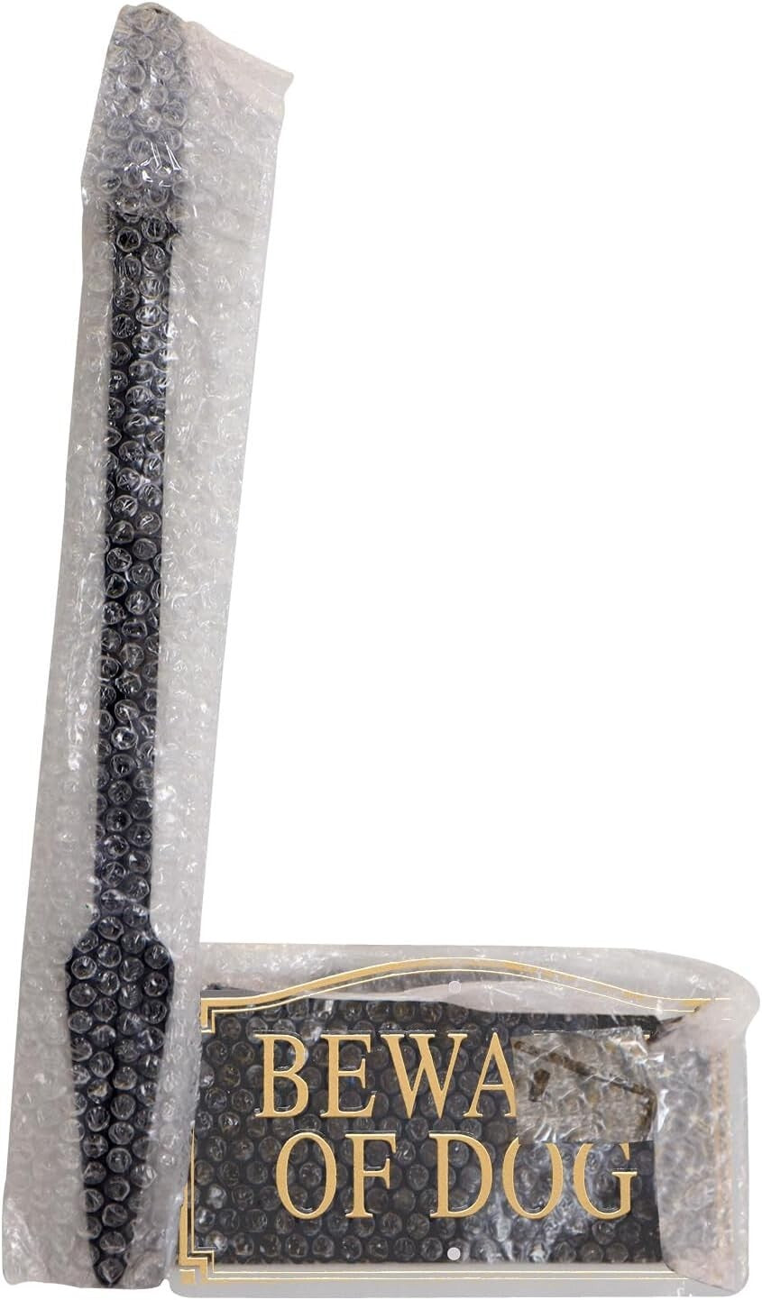 Durable 18" Tall 'Beware of Dog' Plaque - Elegant Yard Sign with Rustproof Stake