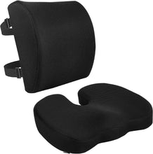 Load image into Gallery viewer, Memory Foam Seat Cushion &amp; Lumbar Support - Ergonomic Black Office Solution
