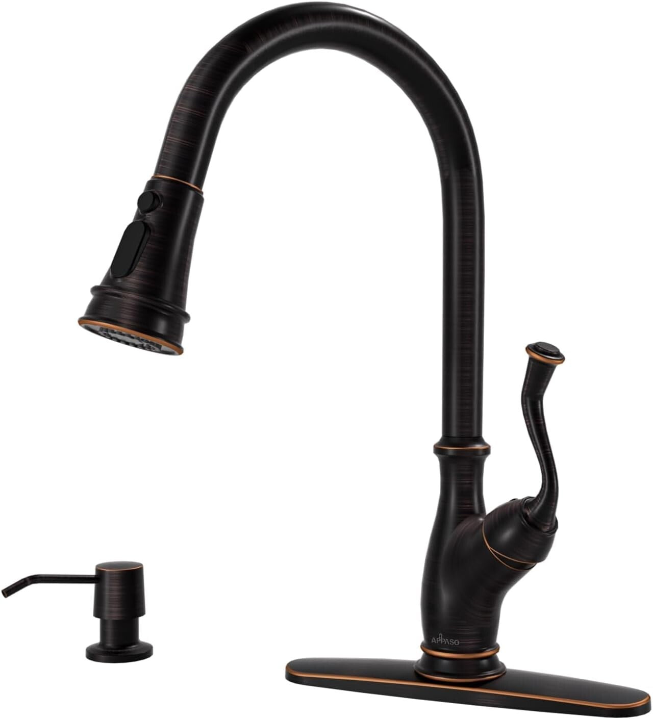 Elegant Oil Rubbed Bronze Kitchen Faucet with Pull-Down Sprayer & Soap Dispenser
