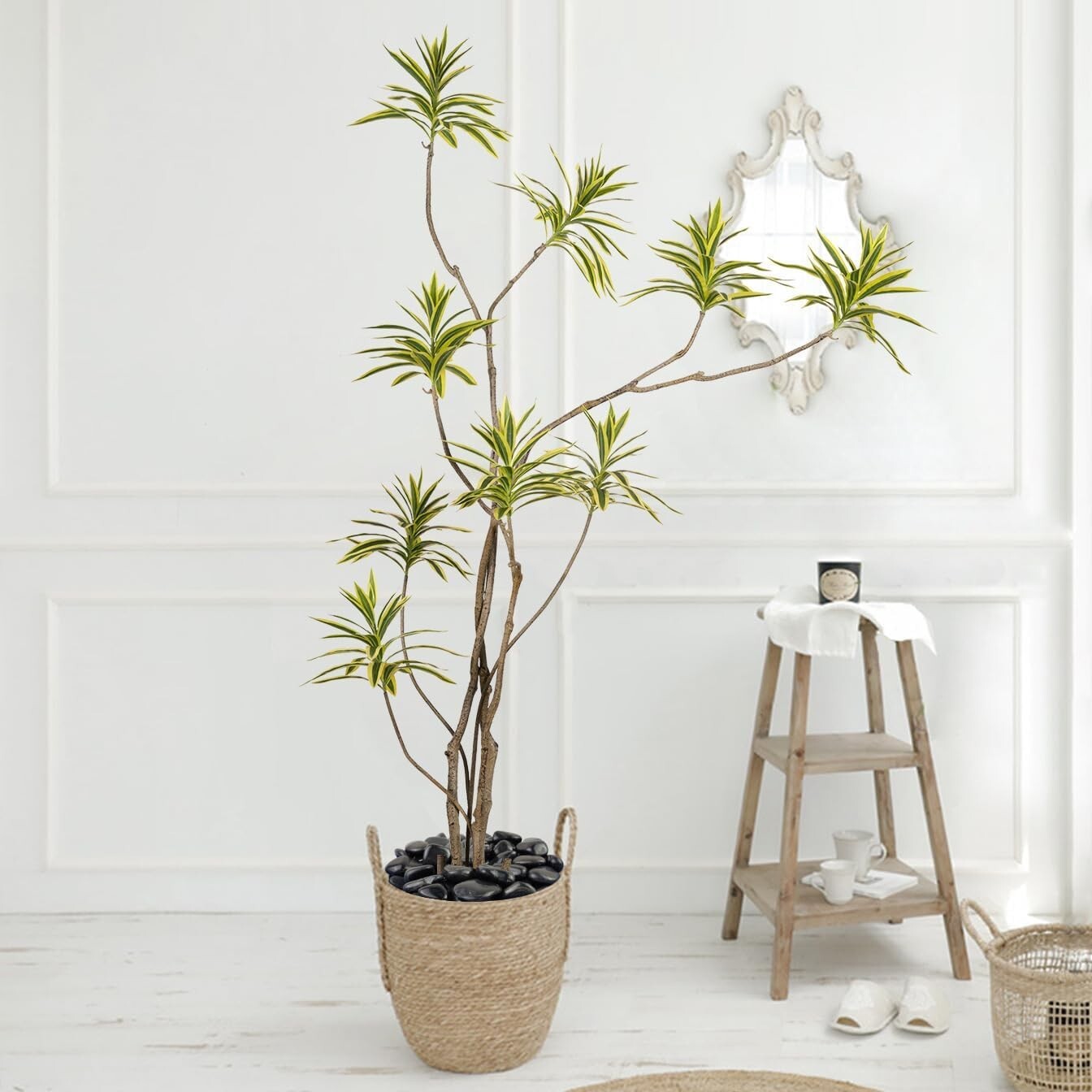 20 lbs Decorative Black River Rocks - Natural Pebbles for Stylish Plant Decor