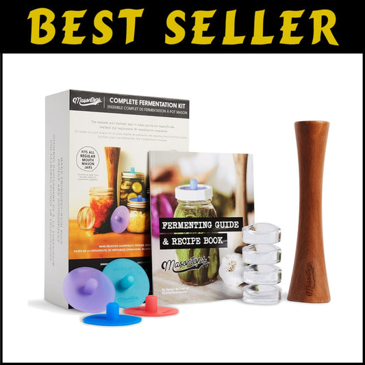 Durable 9-Piece Mason Jar Fermentation Kit - Make Sauerkraut & Kimchi Easily