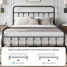 Load image into Gallery viewer, Stylish Victorian Queen Metal Bed Frame with Easy Assembly and Space Efficiency