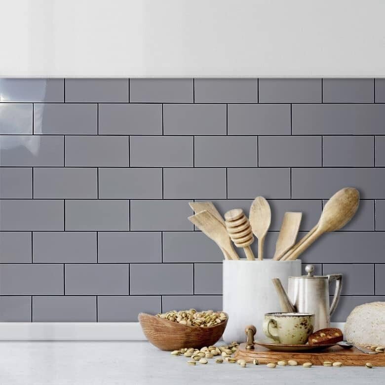 Elegant 100-Piece Polished Grey PVC Wall Tiles - Easy DIY for Kitchen & Bathroom