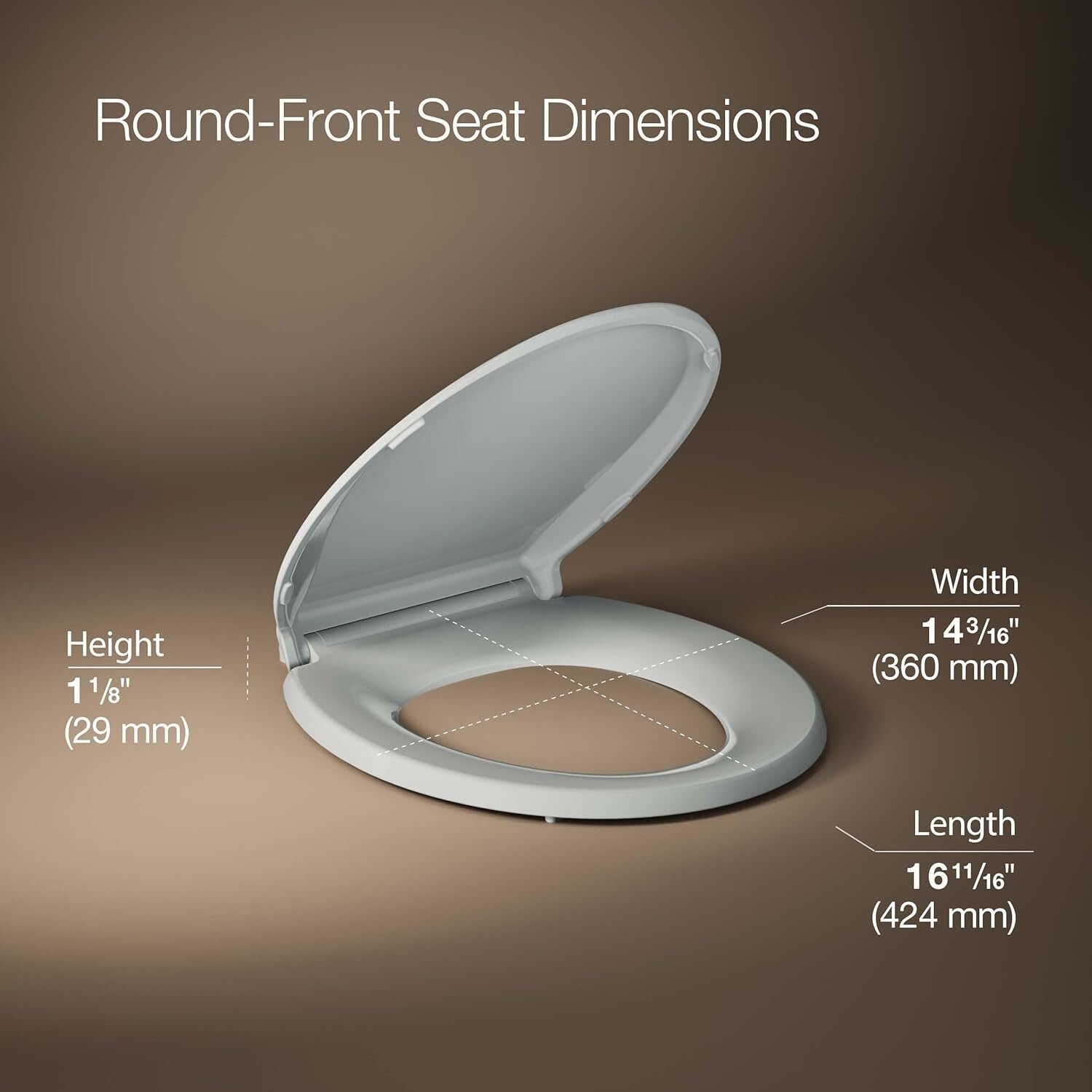Stylish Ice Grey Round Toilet Seat with Secure Grip-Tight Installation Hardware