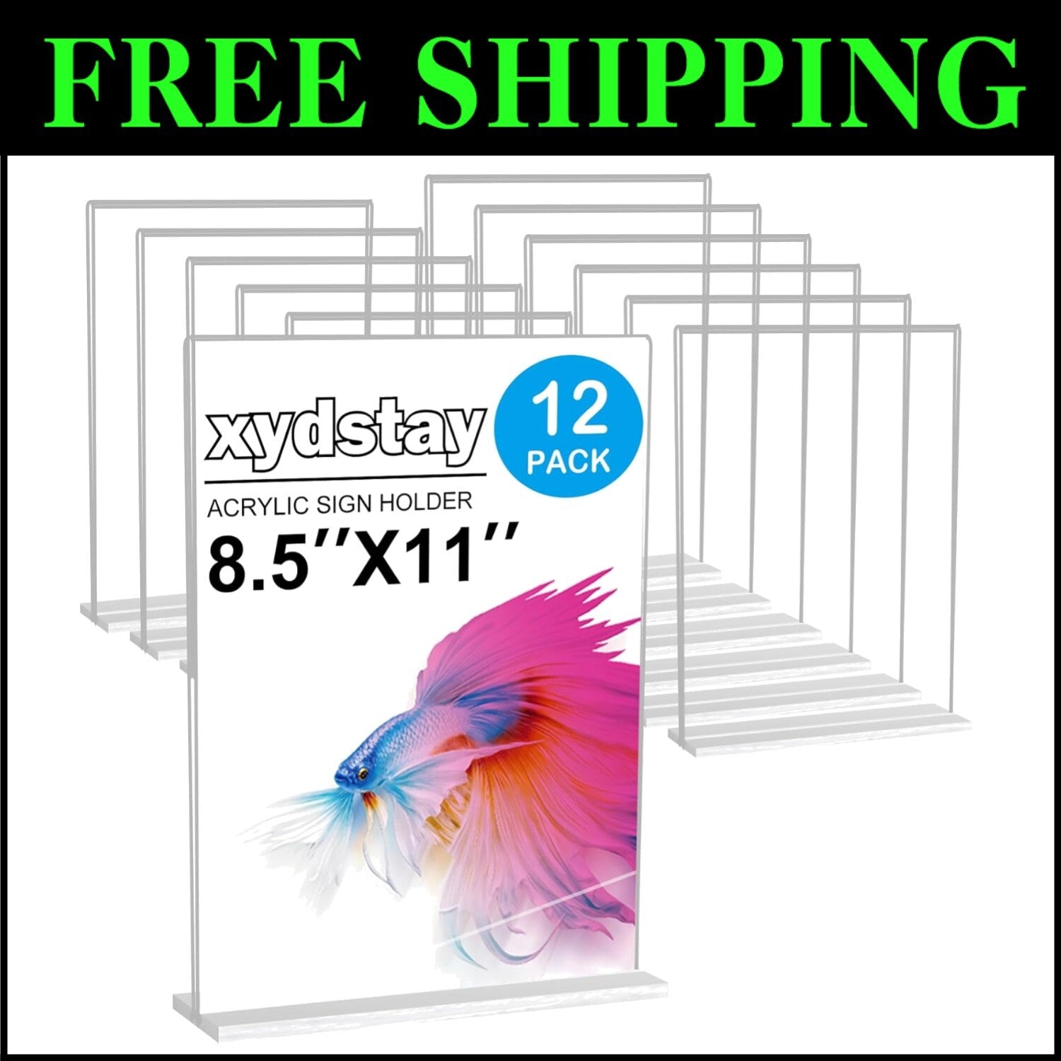 T-Shape Acrylic Stand 12-Pack for Menus & Flyers - Versatile Clear Displays