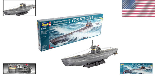 Classic U-Boat Typ VIIC/41 Model Kit with 3 Boat Decals & Display Stand