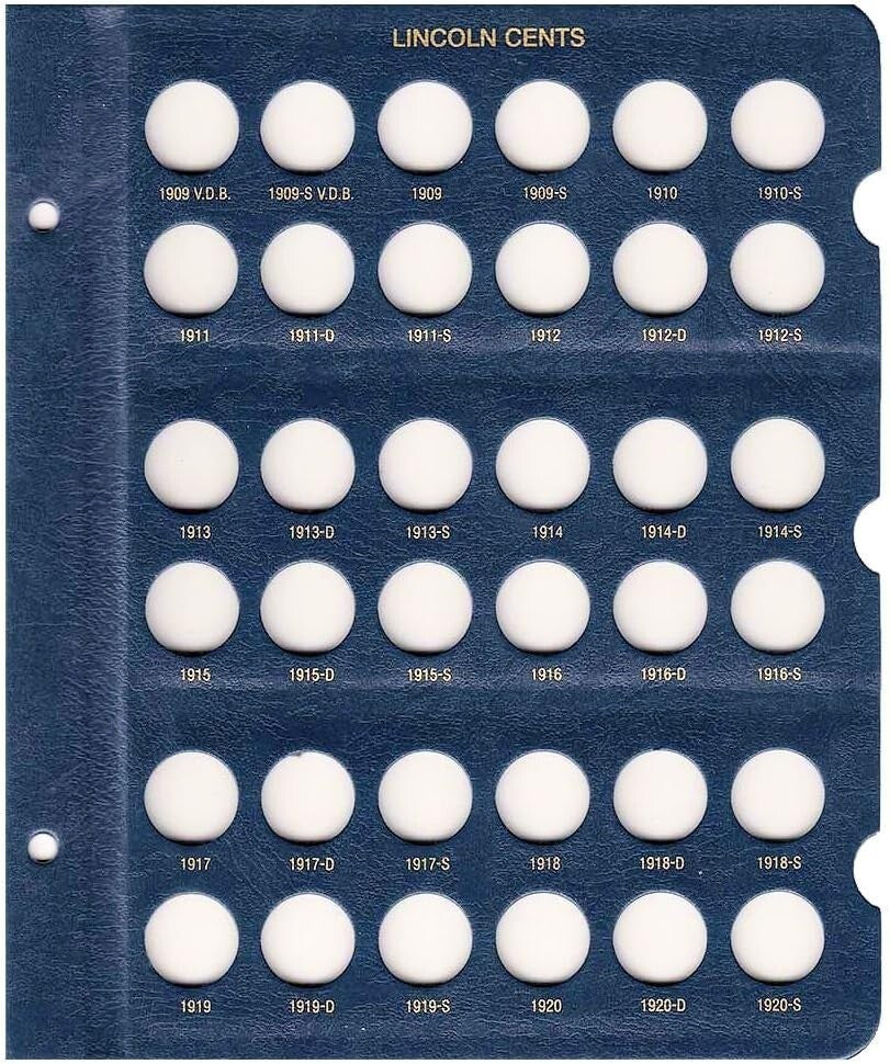 Elegant Lincoln Cent Coin Album - 1909 to 2024, Secures and Displays Cents