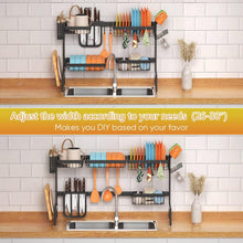 Load image into Gallery viewer, Premium Stainless Steel Dish Rack with Adjustable 2-Tier Design for Kitchen Use