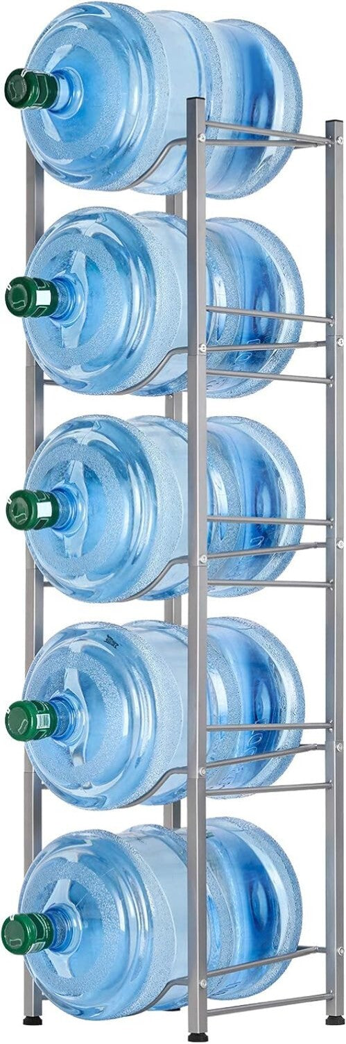 5-Tier Heavy-Duty Water Cooler Jug Rack - Detachable Stainless Steel Holder