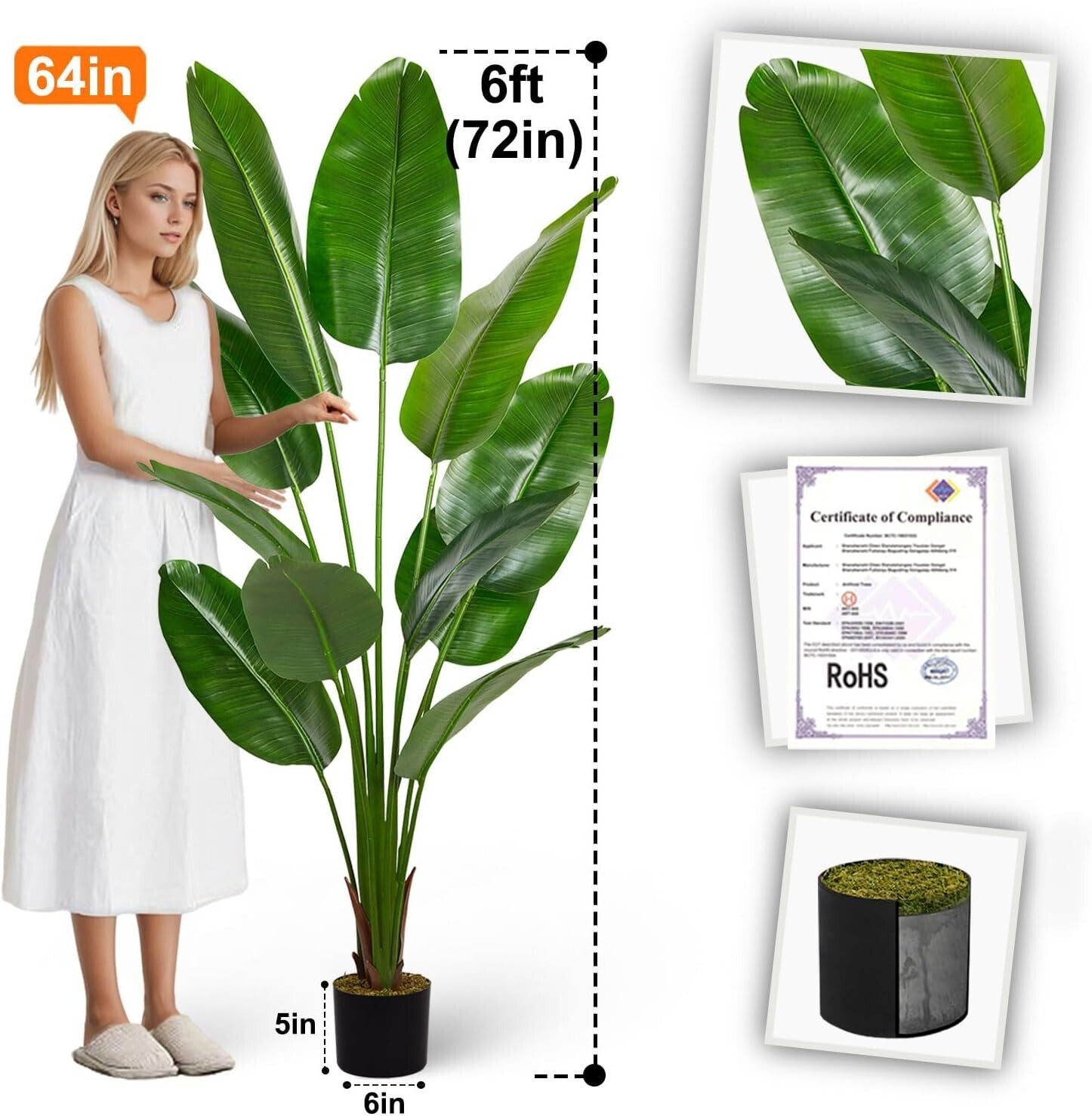 Easy-Care 6ft Artificial Bird of Paradise - Perfect for Indoor & Outdoor