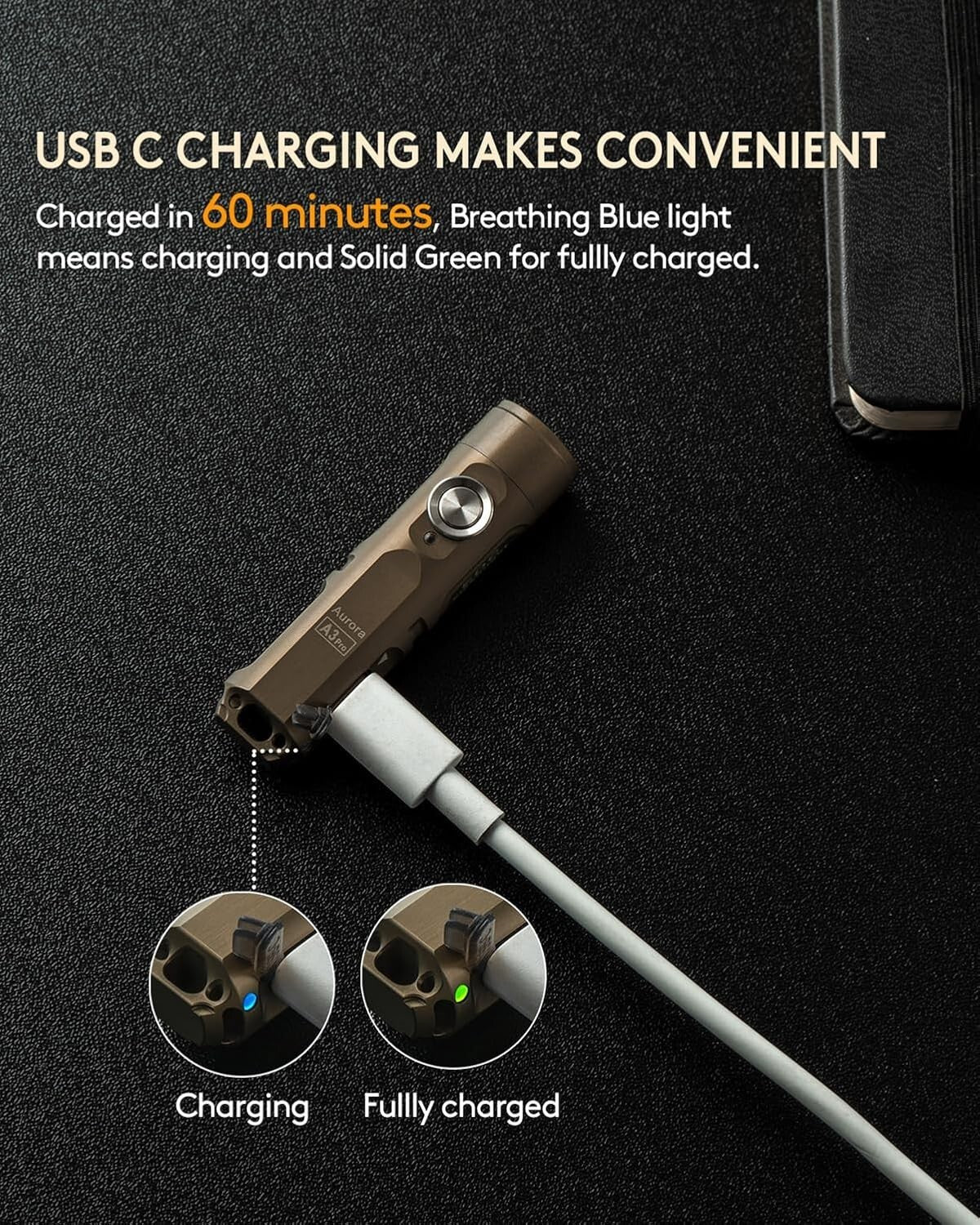 Scratch Resistant Aurora A3 Pro G4 Keychain Flashlight - 650 Lumens Runtime 8H